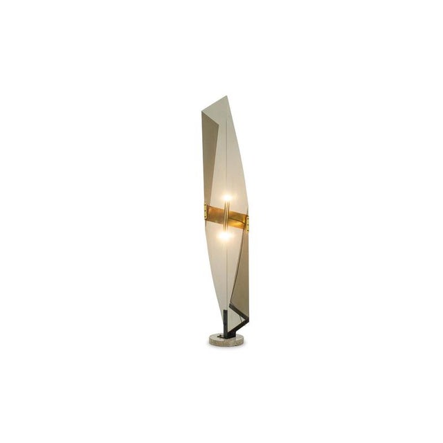 Floor Lamp in Smoked Folded Acrylic Glass by Giuseppe Calonaci, 1970s For Sale - Image 4 of 9