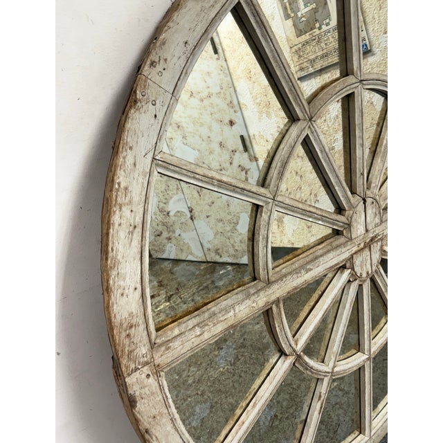 Gray Antique Radial Paned Mirror For Sale - Image 8 of 12
