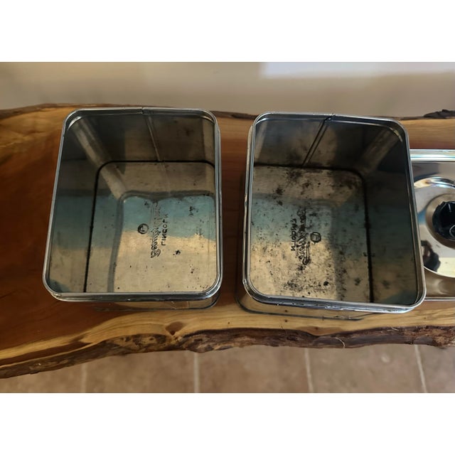 Metal Vintage Chrome Coffee & Tea Canisters — Set of 2 For Sale - Image 7 of 7