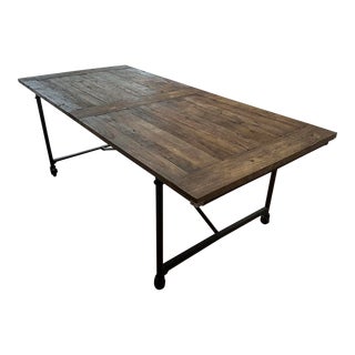 Restoration Hardware Reclaimed Elm and Iron Table 92” For Sale