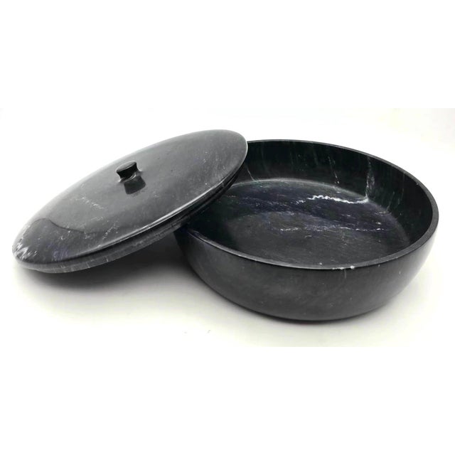 Angelo Mangiarotti Mid 20th Century Black Marble Bowl With Lid For Sale - Image 4 of 13