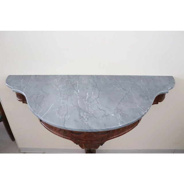 Antique Carved Wood Console Table With Marble Top, 1850s For Sale - Image 6 of 11