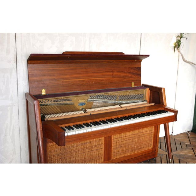Mid-Century Modern Baldwin Acrosonic Walnut Upright Piano With Cane Panels, Circa 1960s For Sale In Los Angeles - Image 6 of 18