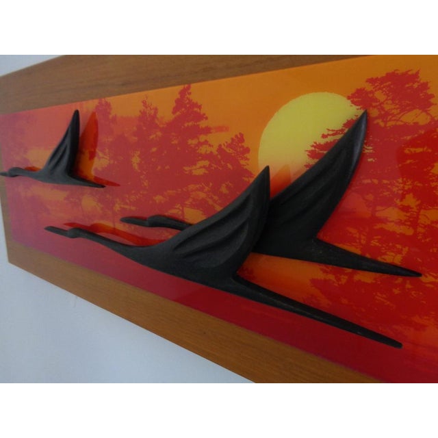 Large Mural with Flying Cranes at Sunset, Germany, 1970s For Sale - Image 14 of 18