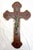 This Antique 19th century French bronze patinated metal and inlaid wood wall crucifix is a beautiful and unique piece of...
