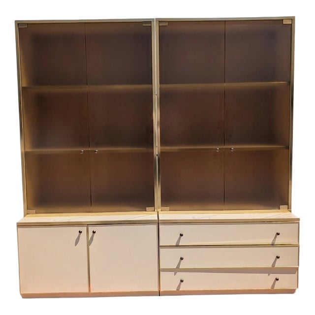 Vintage Modular Glass Wall Bookcase, 1970s For Sale