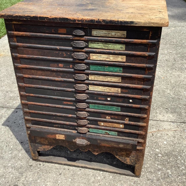 Antique Printers Case With 12 Typesetter Trays For Sale - Image 11 of 16