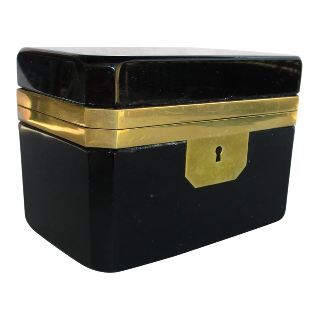 1900 Antique French Black Opaline Jewelry Casket For Sale