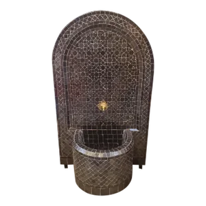 All Black Arched Moroccan Mosaic Tile Fountain