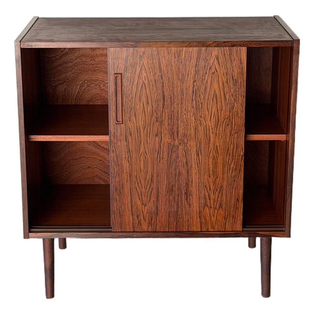 Vintage Danish Rosewood Cabinet With Sliding Doors – Mid Century Modern Storage 1960s For Sale