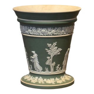 Wedgwood Green Jasperware Jardinière For Sale