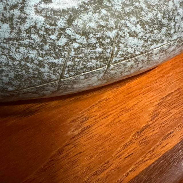 Stone Gray Vintage Japanese Speckled Studio Pottery Centerpiece Bowl For Sale - Image 8 of 13