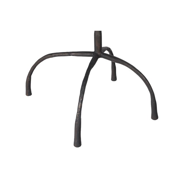 Patinated Steel Side Table With Hammered Metal Leg For Sale - Image 4 of 10