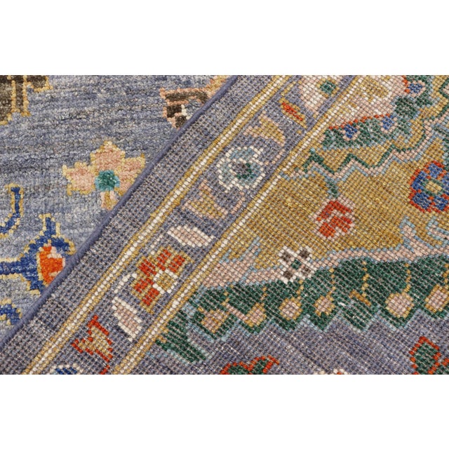 Textile Boho Chic Oushak Finnegan Gray/Blue Wool Rug - 5'5'' X 8'3'' For Sale - Image 7 of 8