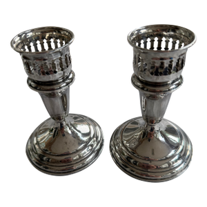 Pair of Vintage Towle Sterling Silver Weighted & Reinforced Taper Candlesticks, Model 49