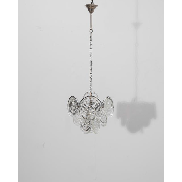 20th Century Italian Mid-Century Murano Style Glass Disc Chandelier For Sale - Image 4 of 18