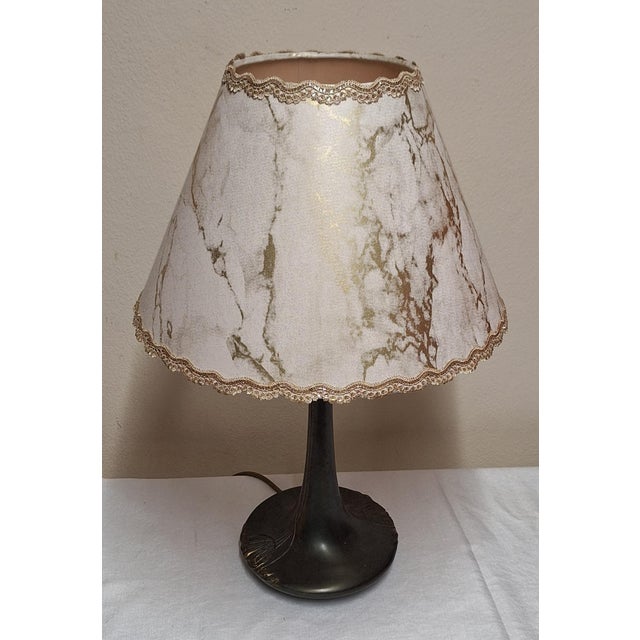 Vintage Table Lamp with Patinated Patterned Metal Base, 1980s For Sale - Image 4 of 8