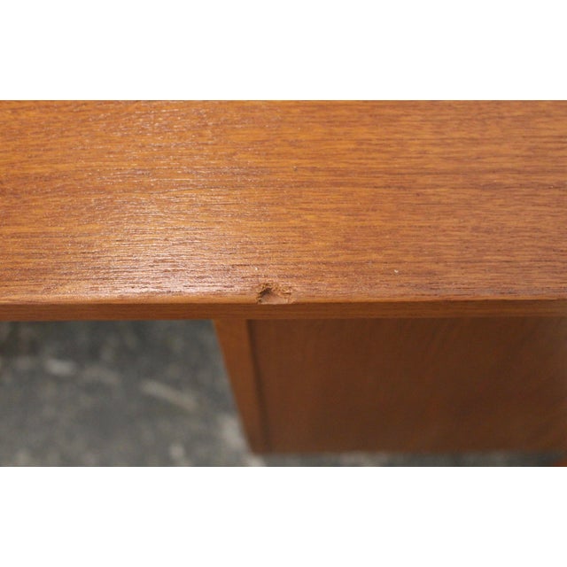 Vintage Mid-Century Modern Six Drawer Teak Writers Desk For Sale - Image 16 of 18
