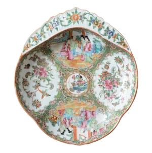 Antique Rose Medallion/Mandarin Shrimp Dish 19th Century