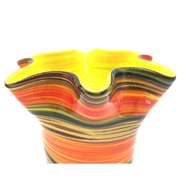 Glass Neon-Colored Murano Fazzoletto Swirl Vase from Venini For Sale - Image 7 of 16