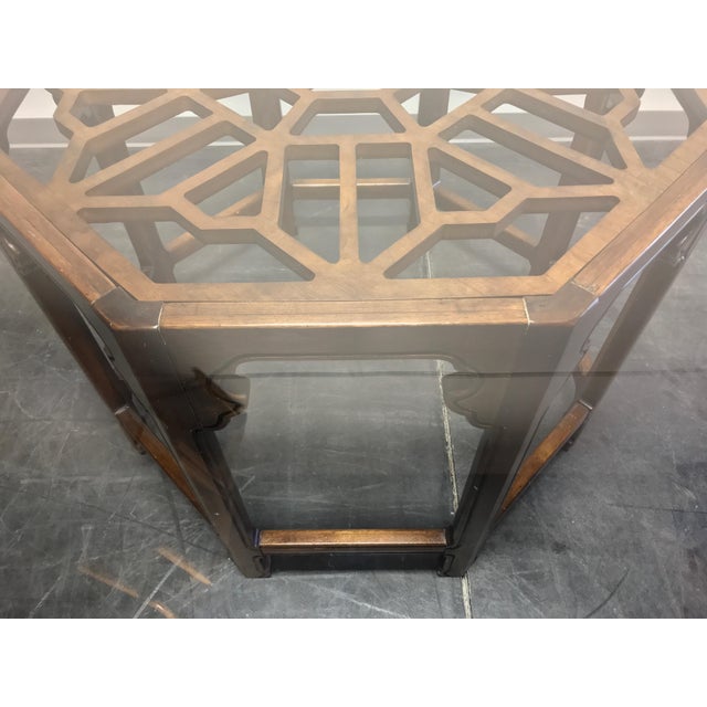 THOMASVILLE Mystique Asian Chinoiserie Octagonal Glass Top Dining Table
