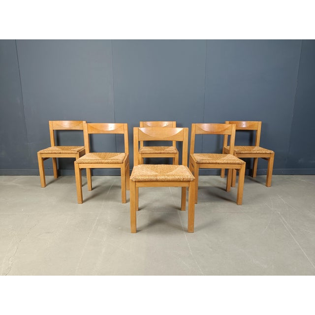 Vintage Oak and Wicker Dining Chairs, 1960s, Set of 6 For Sale - Image 12 of 12