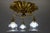 French Art Nouveau Brass and Glass Three-Light Flush Mount Ceiling Light, 1920 For Sale - Image 10 of 18