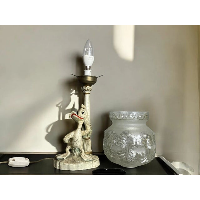 Portuguese Donald Duck Table Lamp in Resin and Glass, 1980s For Sale - Image 3 of 13