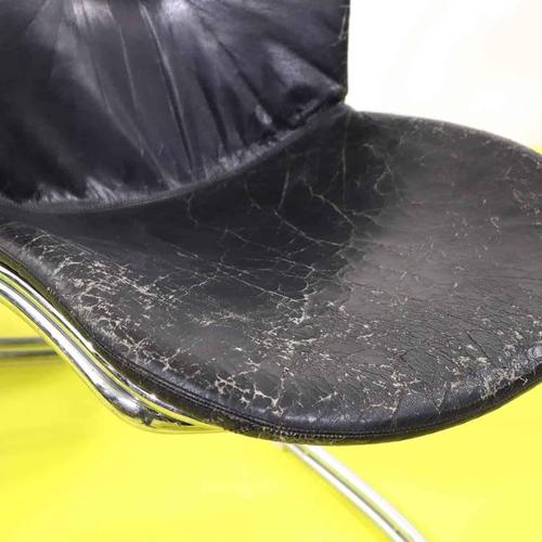 Black Faux Leather and Chrome Steel Chairs by Gastone Rinaldi, Set of 4 For Sale - Image 3 of 12