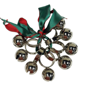 Vintage Chrome Jingle Bell Napkin Rings, Set of 8