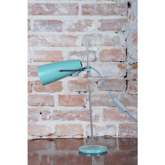 Aqua Mid-Century Modern Table Lamp by J. Hůrka for Napako, Czech, 1950s For Sale - Image 8 of 10