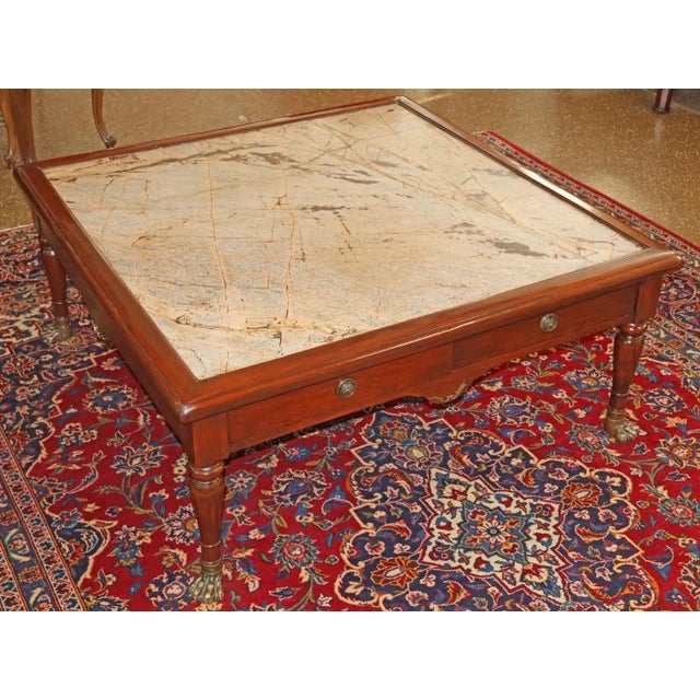 Traditional Mahogany Inset Marble Regency Coffee Table Attributed to Theodore Alexander For Sale - Image 3 of 11