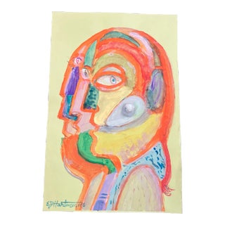 Contemporary Original Abstract Portrait Painting by Ej Hartmann For Sale