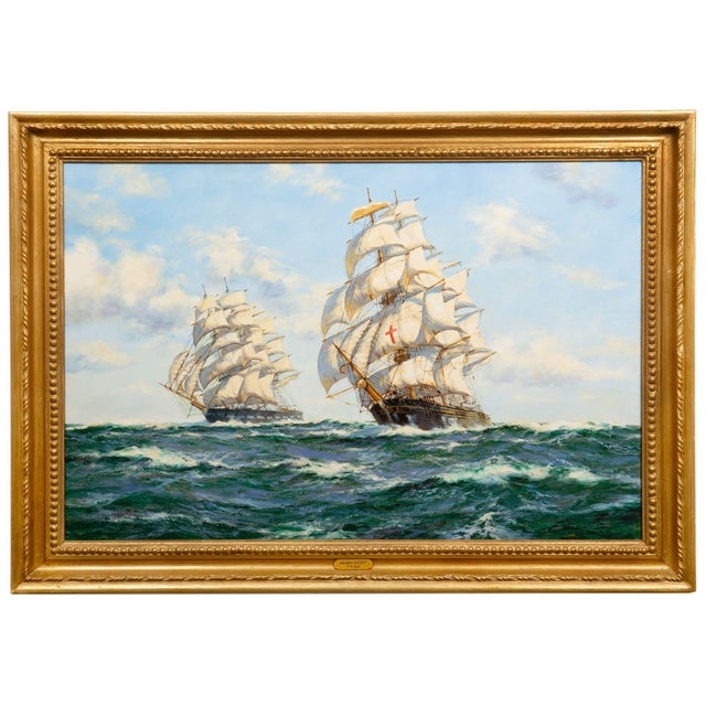 Nautical Fine Maritime Seascape Painting of American Clipper Ships by Henry Scott For Sale - Image 3 of 18