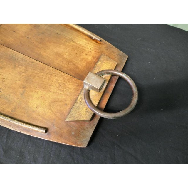 Arts and Crafts Golden Elm Ships Tray For Sale - Image 3 of 7