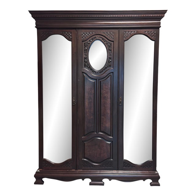Antique Modular Double Mirror Wardrobe For Sale