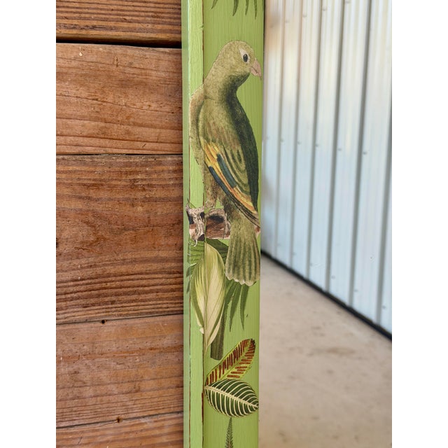 Green Vintage Green Botanical Decoupage Wall Mirror With Tropical Birds and Butterflies For Sale - Image 8 of 12