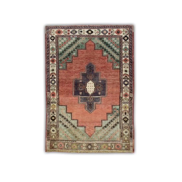1960s Vintage Red Multicolor Rug For Sale In Houston - Image 6 of 6
