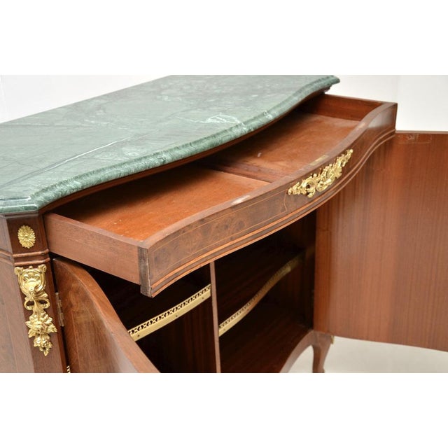 Brown Antique French Burr Walnut and Marble Top Cabinet, 1930s For Sale - Image 8 of 13