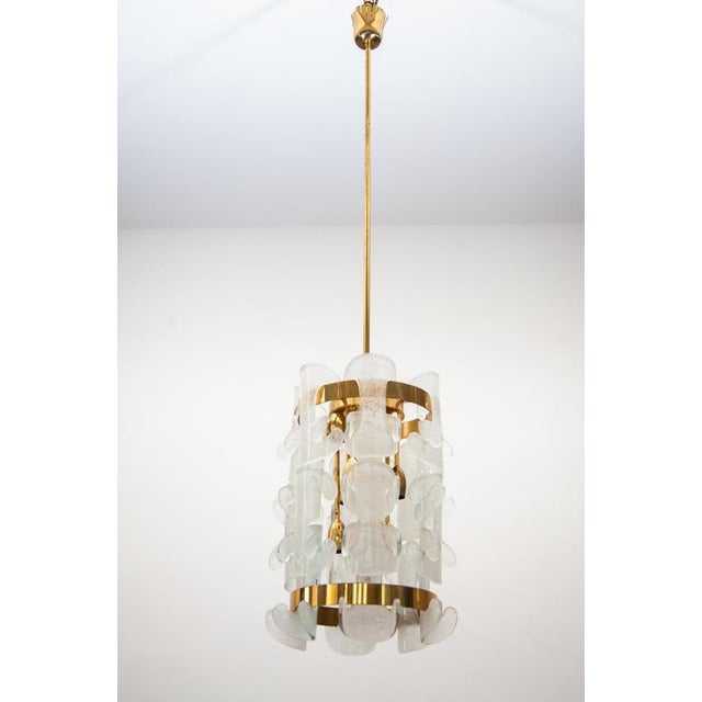 Mid-Century Catena Chandelier in Glass and Brass attributed to J. T. Kalmar for Kalmar, Austria, 1970 For Sale - Image 10 of 11