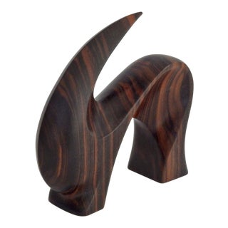 Carved Rosewood Stylized Antelope Sculpture For Sale