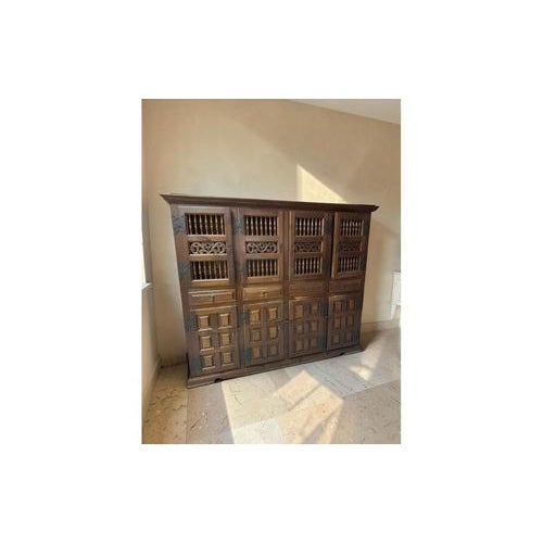 Large Castilian Wood Pantry Cabinet with Perforated Doors, in Good conditions. Designed 1960 to 1969