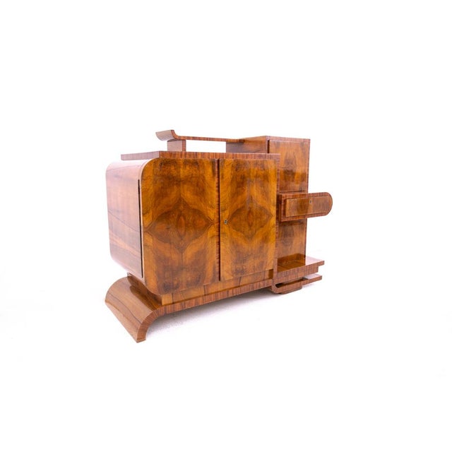 Unique Art Deco chest of drawers, Poland, circa 1930. Very good condition. Wood: walnut Dimensions: height: 95 cm, width:...
