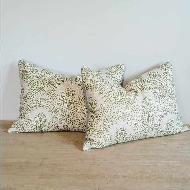 Transitional Sister Parish Appleton Lumbar Pillows in Lettuce Green For Sale - Image 3 of 6