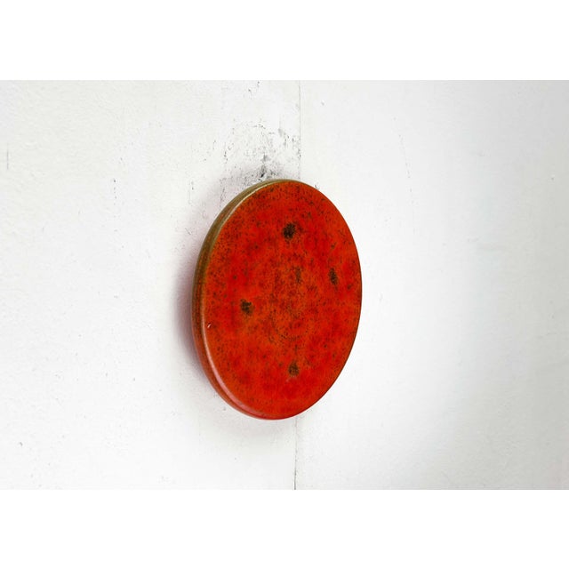 Mid-Century Modern Mid-Century Modern Danish Studio Pottery Orange Wall Hanger from Signe Boesen Northroup, 1960s For Sale - Image 3 of 15