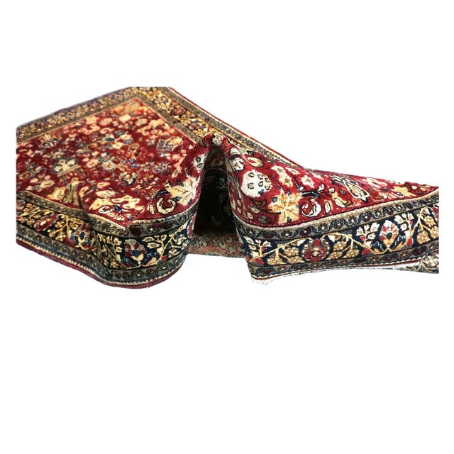 Textile Antique Persian Sarouk Wool 4X7 Red, Navy, Black & Orange Handmade Area Rug #9900220 For Sale - Image 7 of 7