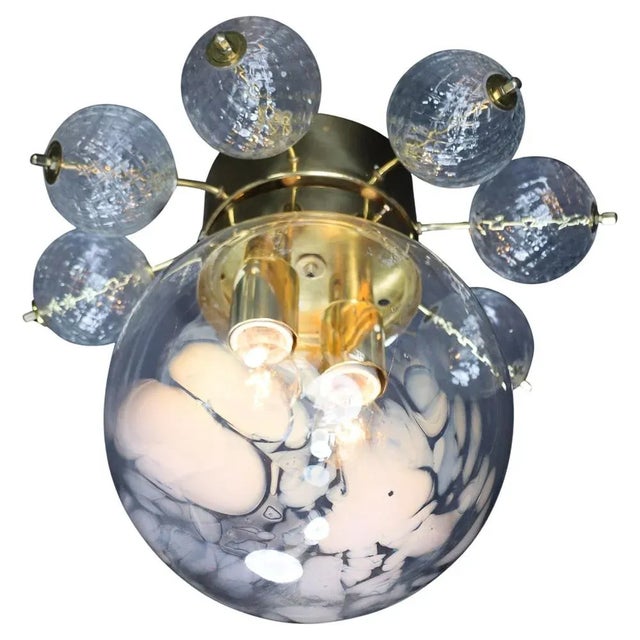 Bohemian Glass Flush Mount Ceiling Lamp, Prague, 1960s For Sale - Image 11 of 11