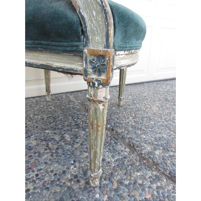 Pair of Antique French Crusty Painted Bergere Armchairs For Sale - Image 15 of 18