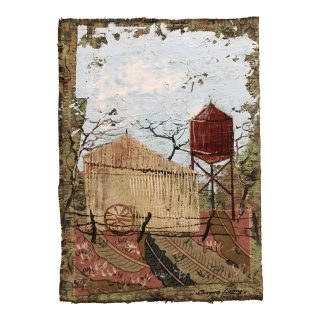 Jacques Lamy, Mixed Media Farmhouse, Barn Oil Painting Collage For Sale