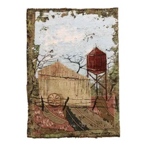 Jacques Lamy, Mixed Media Farmhouse, Barn Oil Painting Collage